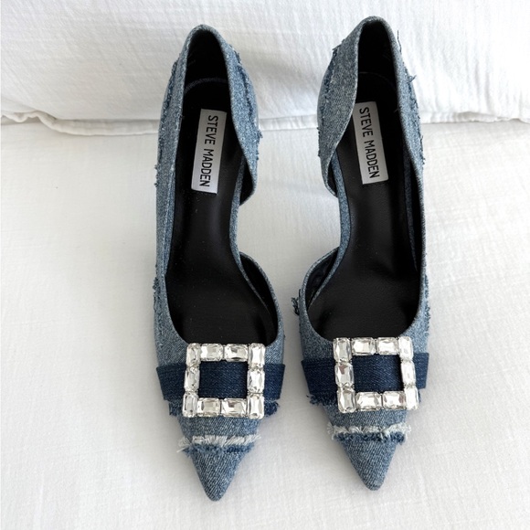 Steve Madden Abbigail Pointed Toe Stiletto High Heels w/ Crystal Buckle - Picture 1 of 6